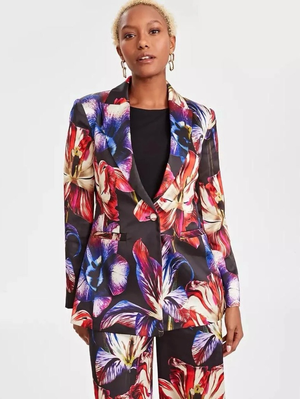 💥NWT💥 I.N.C. International Concepts Women's Printed Satin Blazer Size Medium